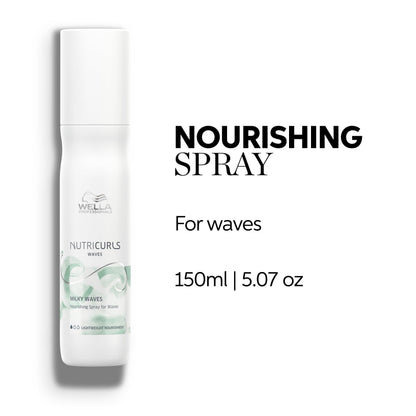 Wella Professionals Nutricurls Milky Waves Nourishing Leave-In Spray for Wavy Hair | Manageability for Soft Alluring Waves | 24H Anti-Frizz Control | 5.07 Fl Oz