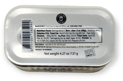 Old Riga Cod Liver Canned in Own Oil 4.27 Oz Natural Source of Omega-3, Rich in Vitamins A&D | From Fresh Norway Cod| Keto Friendly (Pack of 12)
