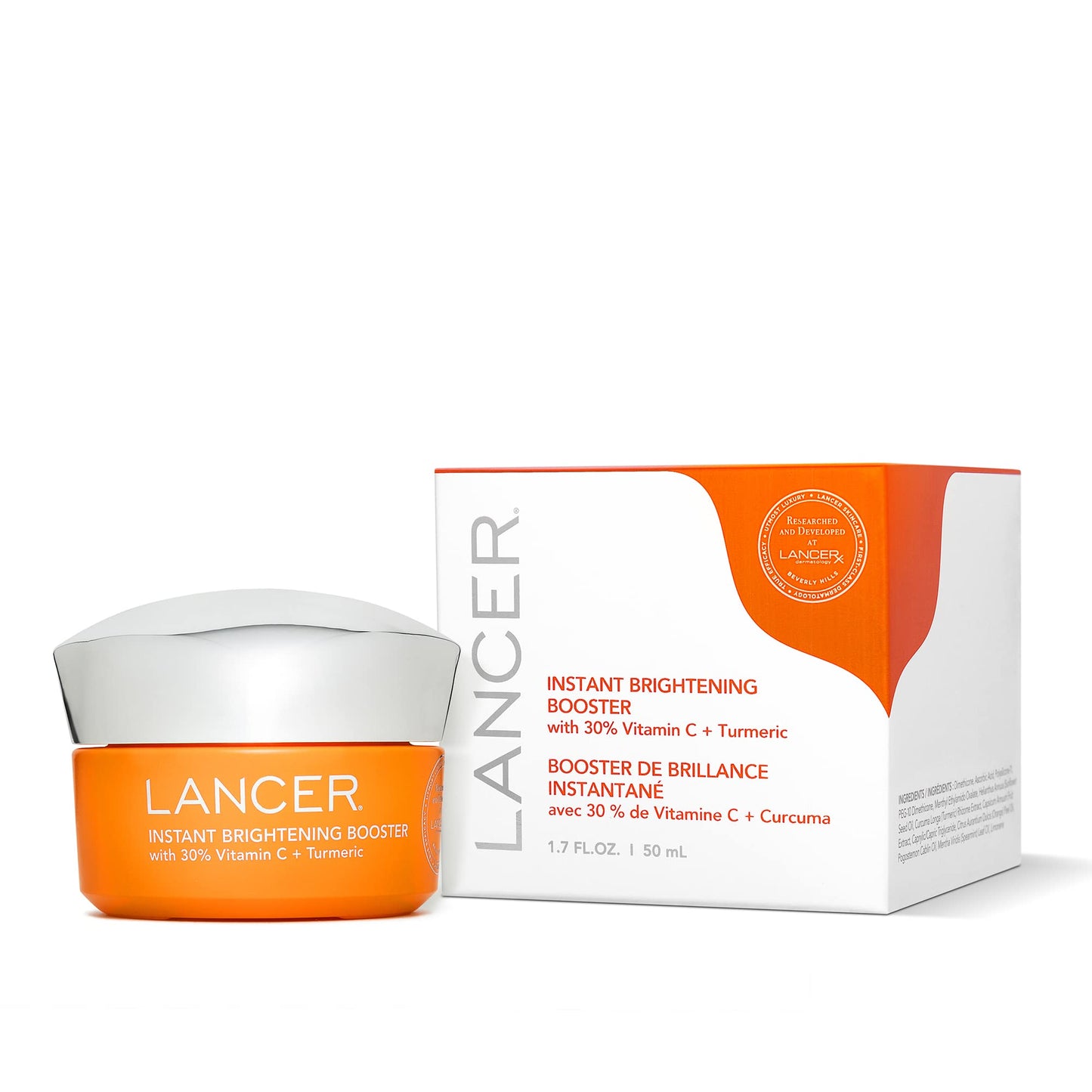 Lancer Skincare Instant Brightening Booster with 30% Vitamin C and Turmeric, Exfoliating Anti-Aging Night Cream, 1.7 Fluid Ounces