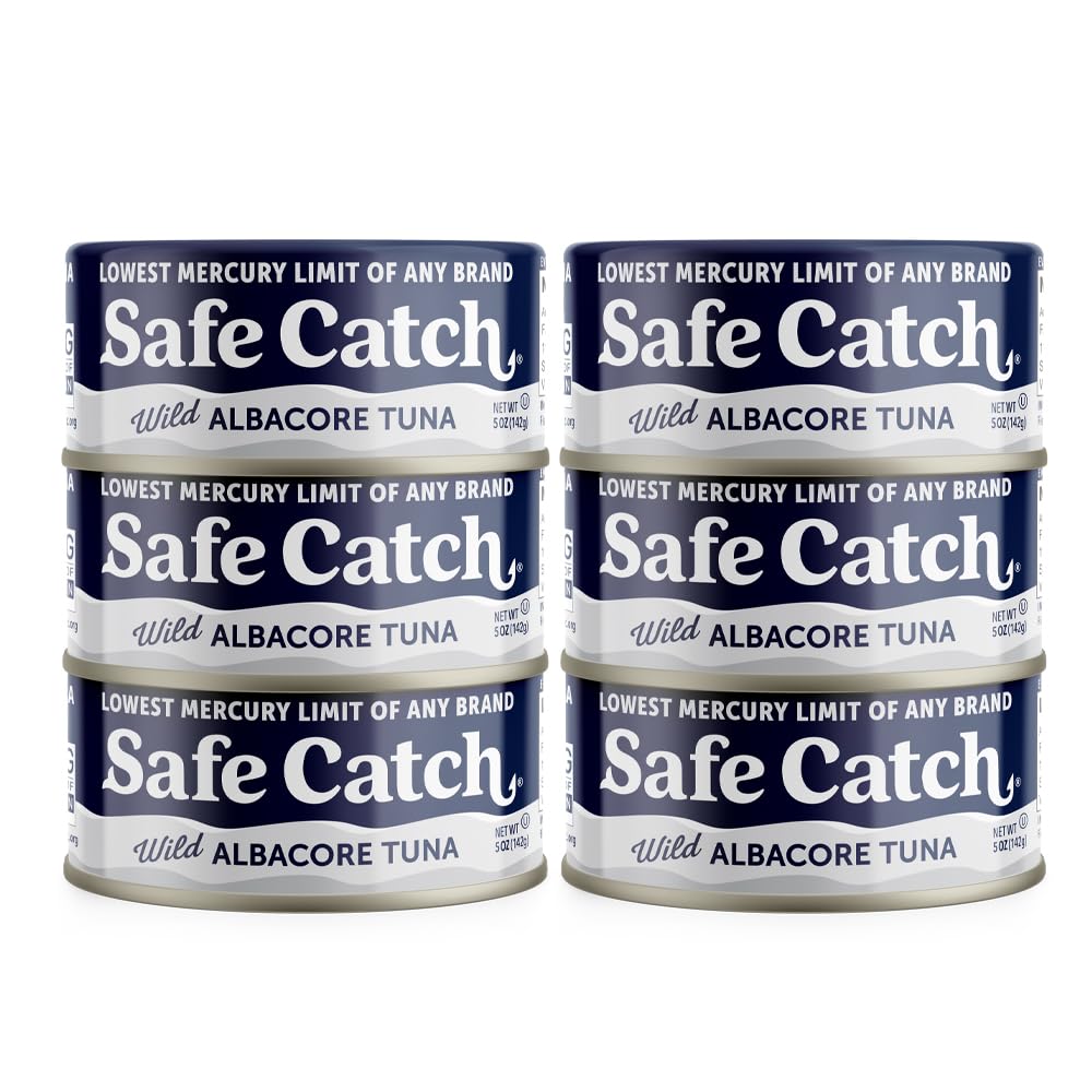 Safe Catch Wild Albacore Tuna Canned Low Mercury Can Tuna Fish Steak Gluten-Free Keto Food Non-GMO Kosher Paleo-Friendly High Protein Every Can Of Tuna Is Tested No Water Oil Tuna, Pack of 6 5oz