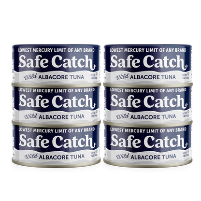 Safe Catch Wild Albacore Tuna Canned Low Mercury Can Tuna Fish Steak Gluten-Free Keto Food Non-GMO Kosher Paleo-Friendly High Protein Every Can Of Tuna Is Tested No Water Oil Tuna, Pack of 6 5oz