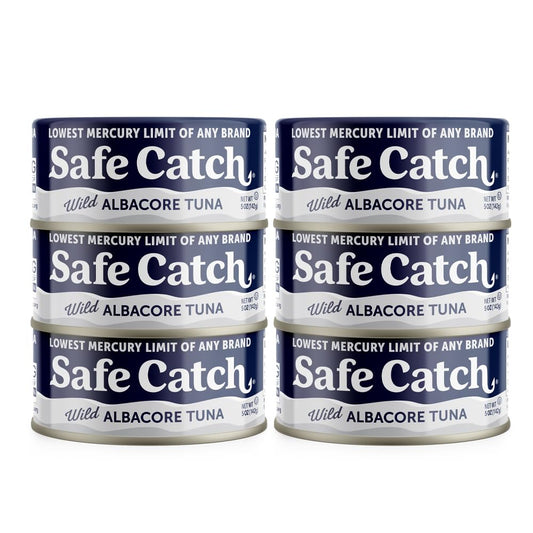 Safe Catch Wild Albacore Tuna Canned Low Mercury Can Tuna Fish Steak Gluten-Free Keto Food Non-GMO Kosher Paleo-Friendly High Protein Every Can Of Tuna Is Tested No Water Oil Tuna, Pack of 6 5oz