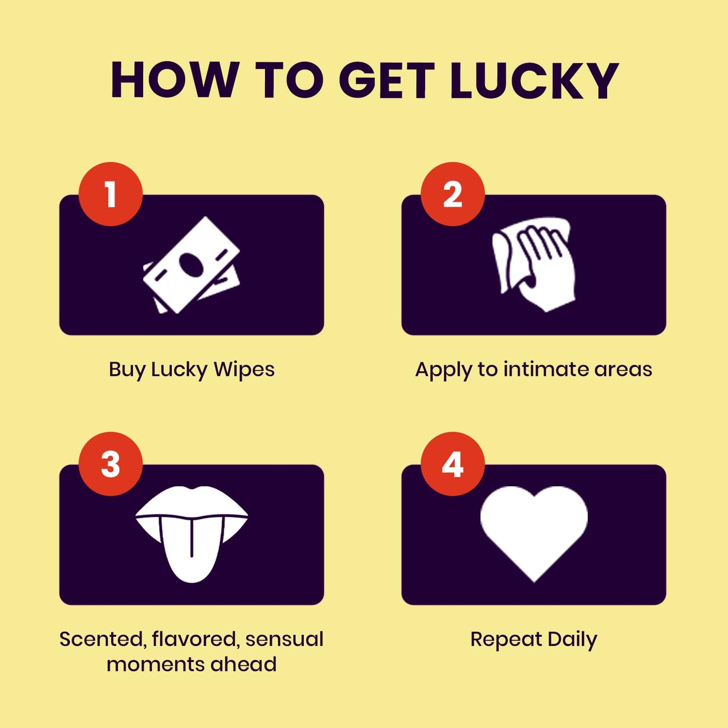 Lucky Wipes For Men, Individually Wrapped - pH Balanced Flavored Intimate Wipes - Pack of 10 (Banana)