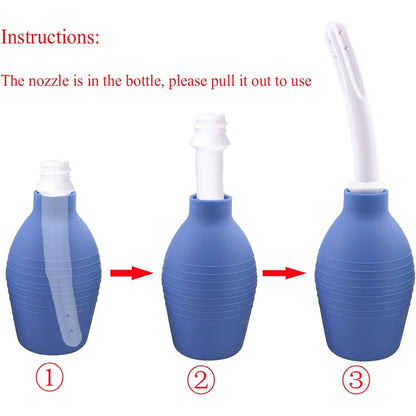 Enema Bulb Anal Douche for Men & Women - Reusable Colon Cleansing Enema Cleaner for Water/Coffee Enema, Detox & Constipation Relief, Personal Health Care (Blue)