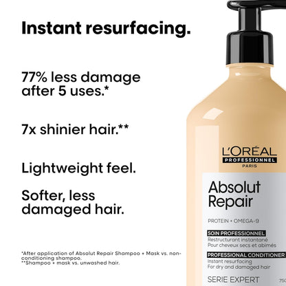 L'Oréal Professionnel Paris Absolut Repair Conditioner – Nourishing Protein Treatment For Dry, Damaged Hair, Repairs Damage & Provides Hair Shine