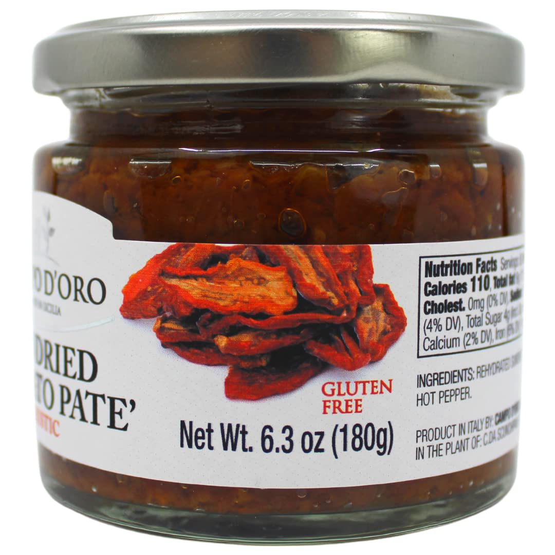 CAMPO D'ORO - Sun-Dried Tomatoes in extra virgin olive oil, (6.35 oz -180 g), Non-GMO, Product of Italy
