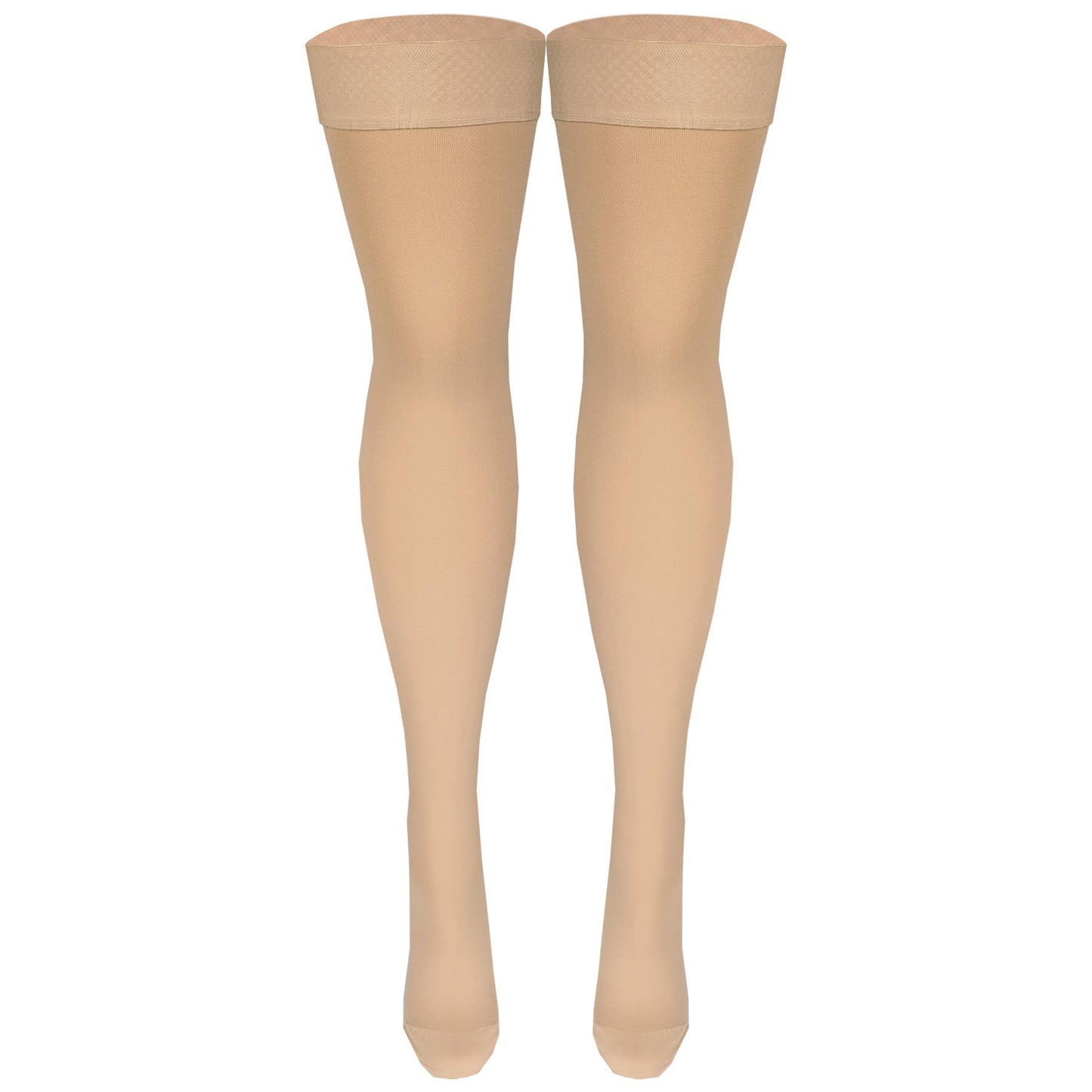 NuVein Medical Compression Stockings, 30-40 mmHg Support, Women & Men Thigh Length Hose, Closed Toe, Beige, Medium