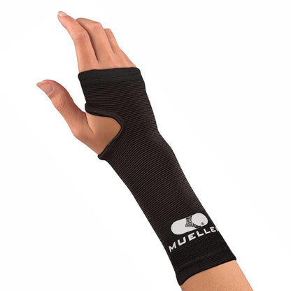MUELLER Sports Medicine Elastic Wrist Support, Wrist Pain Relief Support for Men and Women, Ideal for Carpal Tunnel, Tendinitis, Arthritis, Black, Large