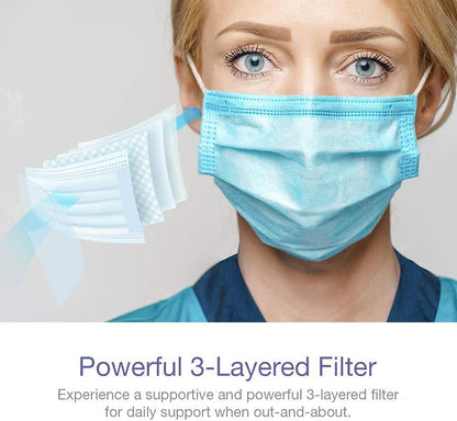 Disposable Face Masks, Pack of 200 - Dust Particle 3-Layer Design with Earloop Protective Cover (OTB00108)