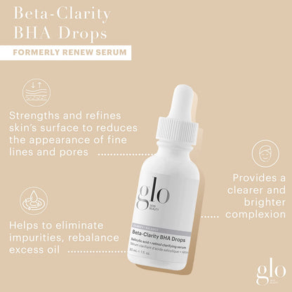 Glo Skin Beauty Beta-Clarity BHA Drops - Salicylic Acid + Retinol Clarifying Serum, Helps Refine & Rebalance for a Clearer, Brighter Complexion (1 Fl Oz)