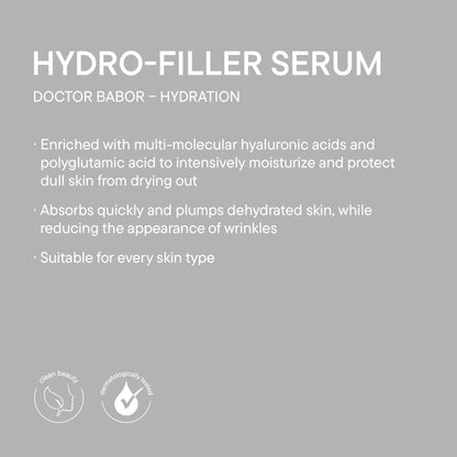 DOCTOR BABOR Hydro Filler Serum | Facial Care for Dry Skin with 2.9% NMF PGA, With Hyaluronic Acid and Peptides, Glow Serum for Face, Fragrance Free, Vegan | 30ml