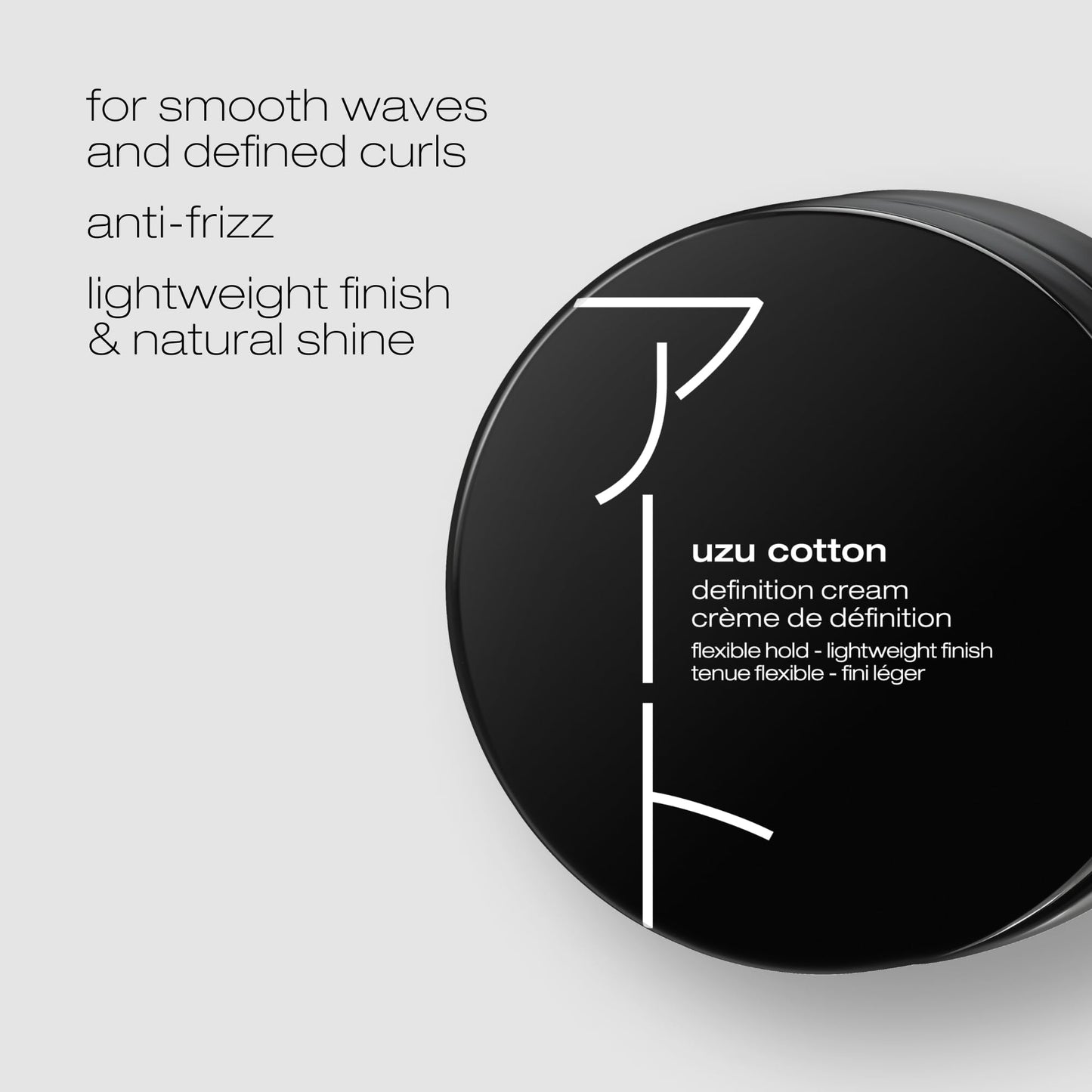 shu uemura art of hair Uzu Cotton Definition Cream - Anti-Frizz, Flexible Hold and Natural Shine, For Wavy and Curly Hair, 2.54 Fl Oz