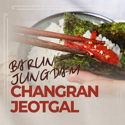 BarunJungdam Changran Jeotgal – Korean Fermented Pollack Roe Side Dish | Spicy & Chewy Traditional Banchan | Low Sodium Korean Seafood Jeot | Vacuum Sealed for Freshness - 250g (8.8oz)
