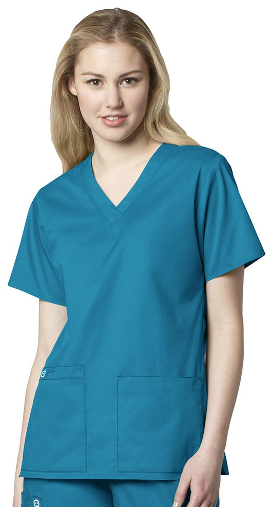 WonderWink womens Wonderwork Women's V-neck Top (Size 2x-5x) medical scrubs shirts, Teal, 4X-Large US