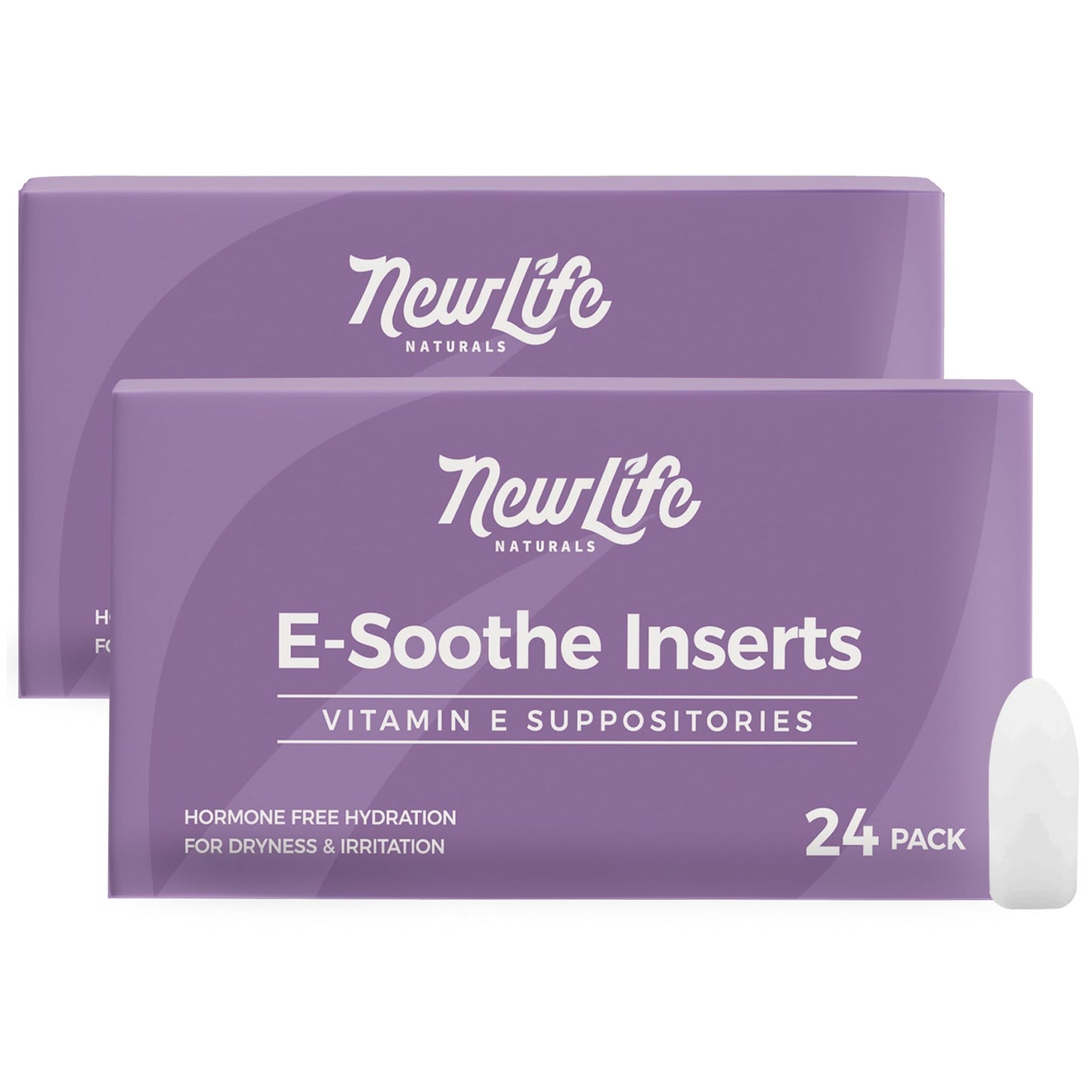 NewLife Naturals Vitamin E Inserts for Women - Vaginal Moisturizer Support for Moisture Hydration and Support - All Natural Feminine Care - 38IU - 2 x 24 Packs