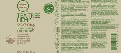 Tea Tree Hemp Restoring Conditioner & Body Lotion, 2-in-1 Hydration, For All Hair Types