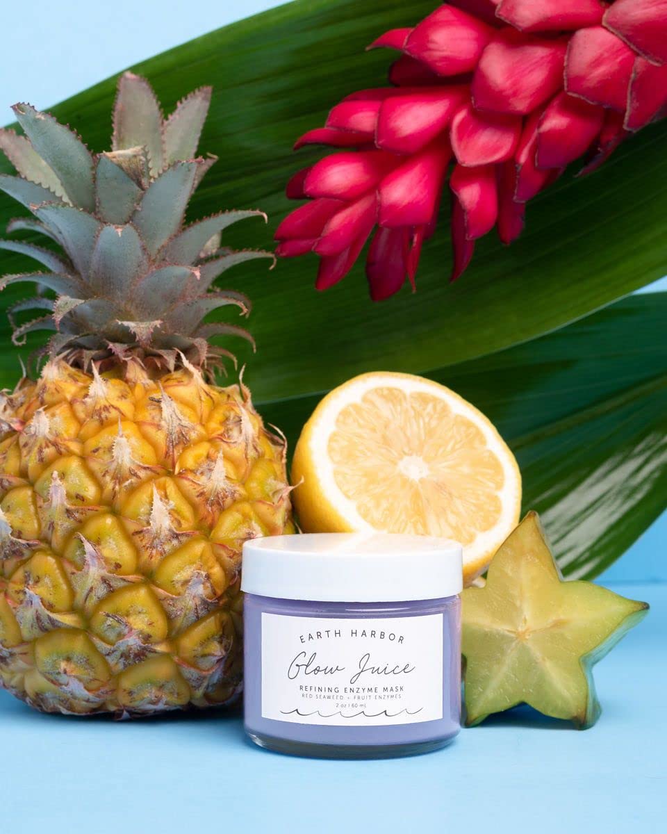 Earth Harbor | GLOW JUICE Refining Enzyme Mask | 100% Natural & Nontoxic | Red Seaweed + Fruit Enzymes | Brightens and Clarifies |2 oz