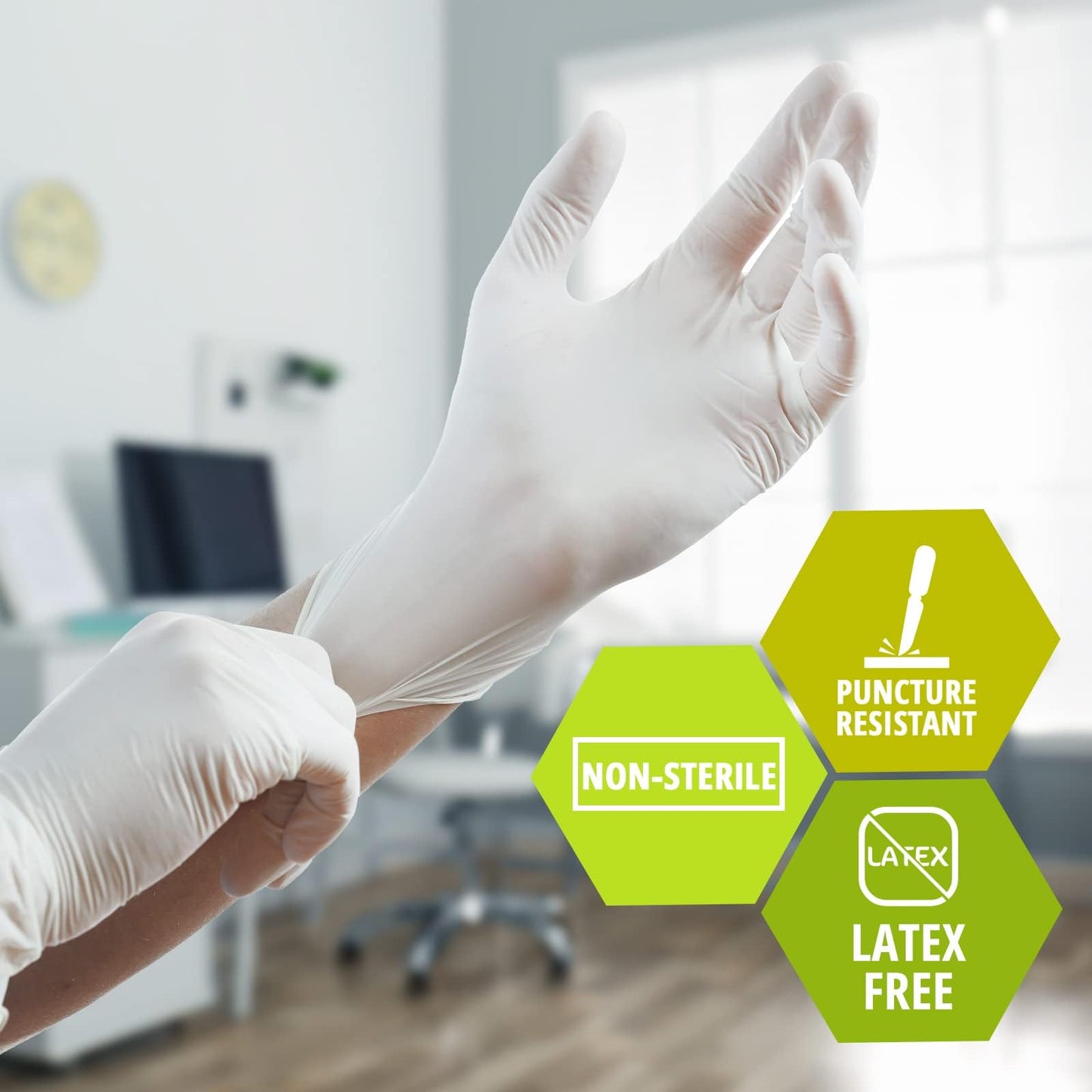 MedPride Powder-Free Latex Exam Gloves, Medium, Box/100