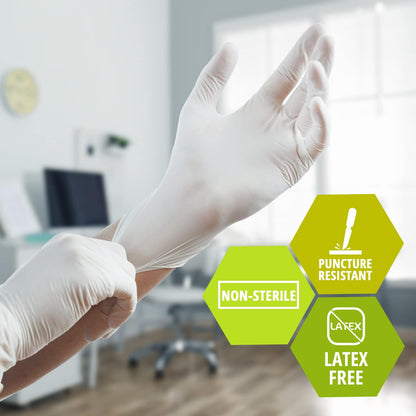 MedPride Powder-Free Latex Exam Gloves, Medium, Box/100