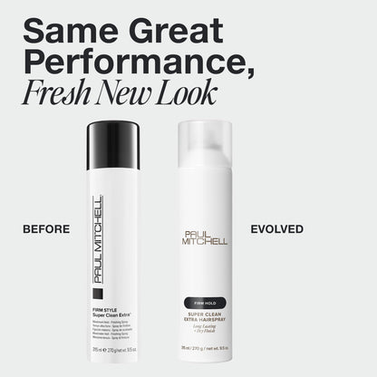 Paul Mitchell Super Clean Extra Hairspray, Long-Lasting, Firm Hold + Dry Finish, For All Hair Types