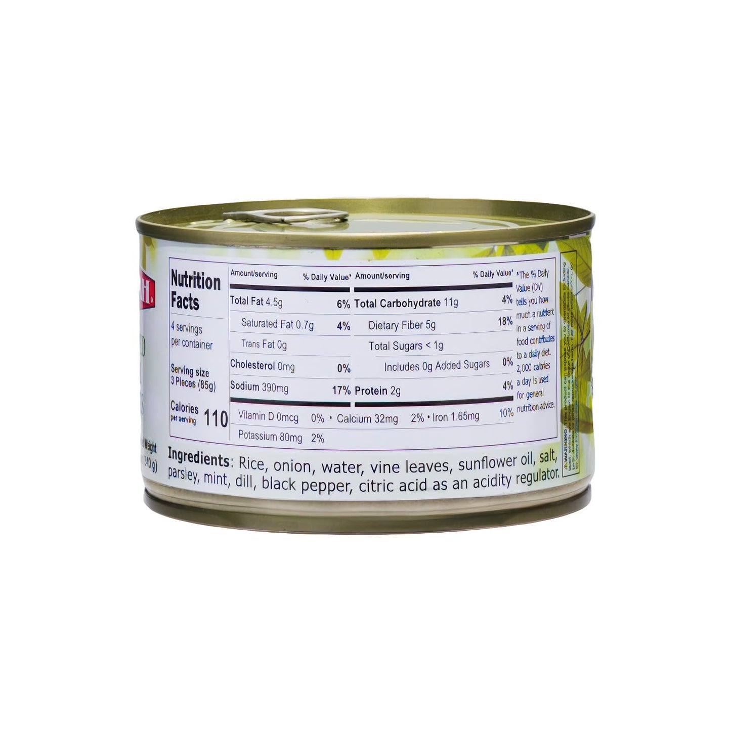 Tazah Dolmas Stuffed Grape Leaves 14.1oz Turkish Stuffed Leaves Vegetarian Ready to Eat Easy Open Can 400g