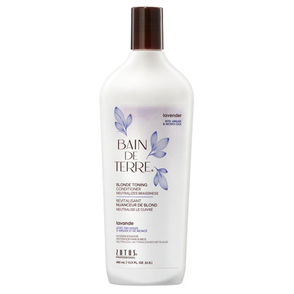 Bain de Terre Lavender Blonde Toning Conditioner, Neutralize Brassy Tones for Cool Blonde, Highlighted or Gray Hair, with Argan & Monoi Oils, Paraben-Free, Vegan,13.5 Fl Oz