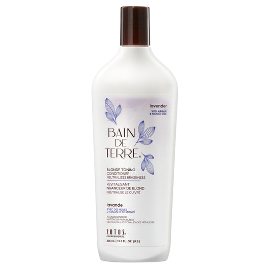 Bain de Terre Lavender Blonde Toning Conditioner, Neutralize Brassy Tones for Cool Blonde, Highlighted or Gray Hair, with Argan & Monoi Oils, Paraben-Free, Vegan,13.5 Fl Oz