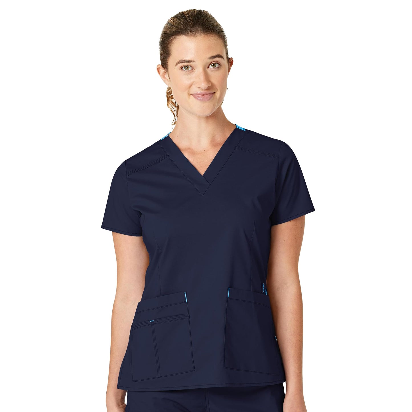 WonderWink Women's Wonderflex Verity Scrub Top, Navy, Small