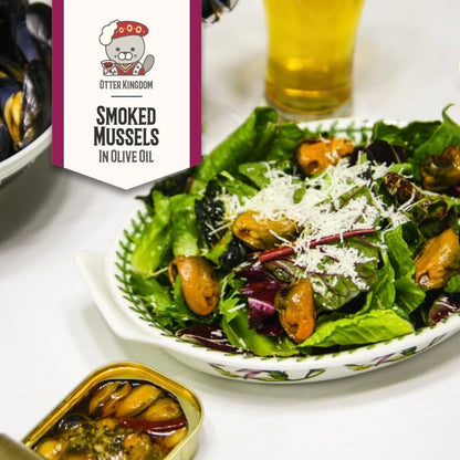 Otter Kingdom Smoked Mussels in Olive Oil, 3-Ounce Cans (Pack of 12)