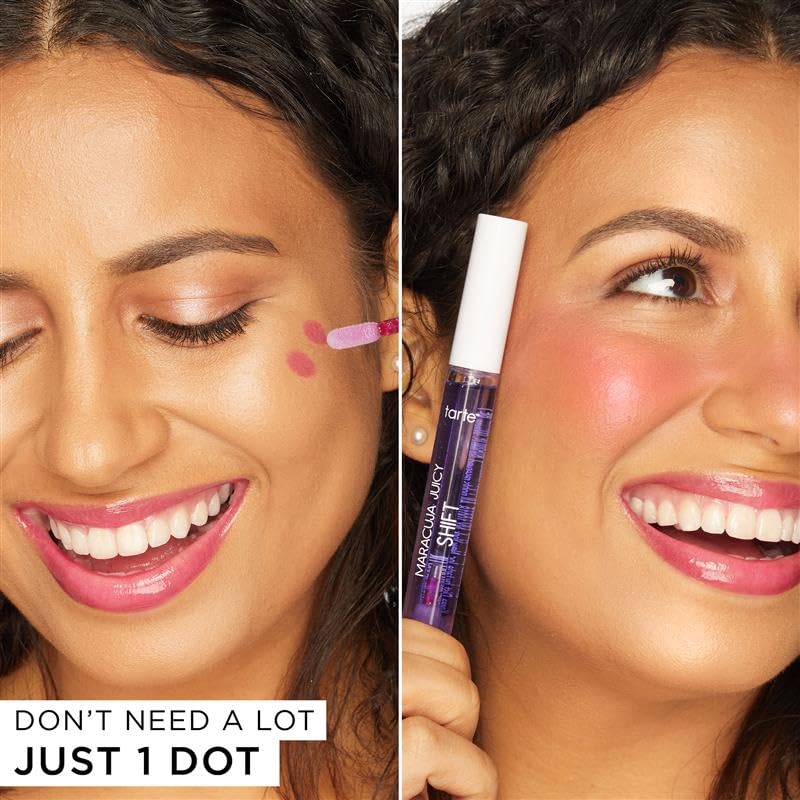tarte maracuja juicy lip & cheek shift – pH-Powered Lip Gloss Balm with Vitamin E & Hyaluronic Acid for Smooth, Moisturized Lips & Cheek Tint Blush, Vegan & Cruelty-Free
