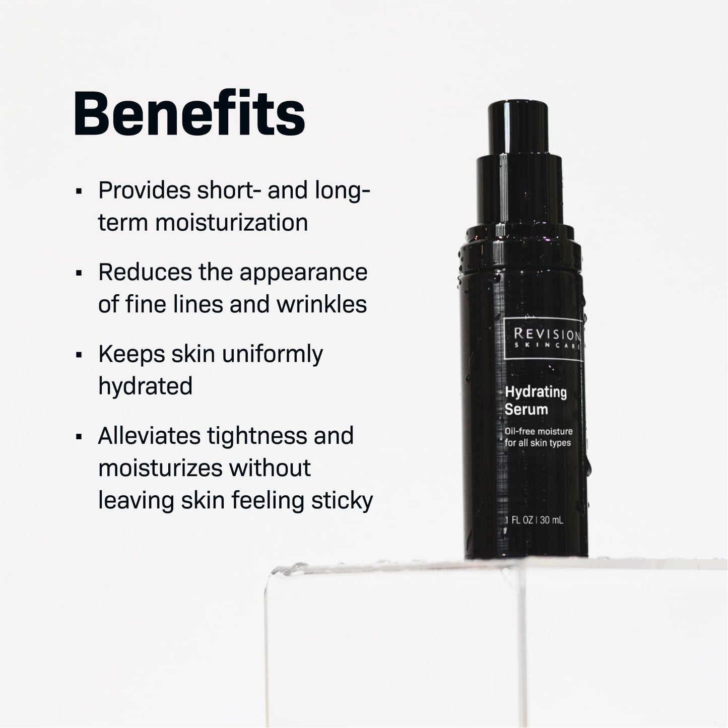 Revision Skincare Hydrating Serum, Moisturizing Anti Aging Serum, Oil Free Formula with Two Forms of Hyaluronic Acid