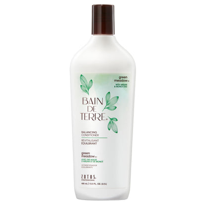 Bain de Terre Green Meadow Balancing Conditioner, Gentle Moisture Balance for Soft, Silky & Bouncy Hair with Argan & Monoi Oils, Paraben-free, Color-Safe, Vegan (2 sizes)