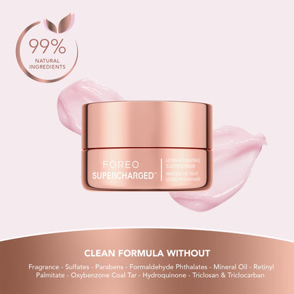 FOREO SUPERCHARGED Ultra hydrating Night Mask - Night Face Moisturizer - Deeply Replenishing Moisturizer Face Cream - Rejuvenating - Vegan - Cruelty & Gluten-Free - 2.5 oz