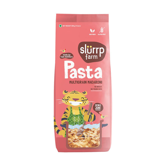 Slurrp Farm Multigrain Macaroni Pasta | High Fiber, Gluten-Free, No Wheat, Zero Trans Fats | Healthy & Tasty Pasta for Kids & Family | Quick Meals, Soups, Salads | 14.11 Oz (400g)