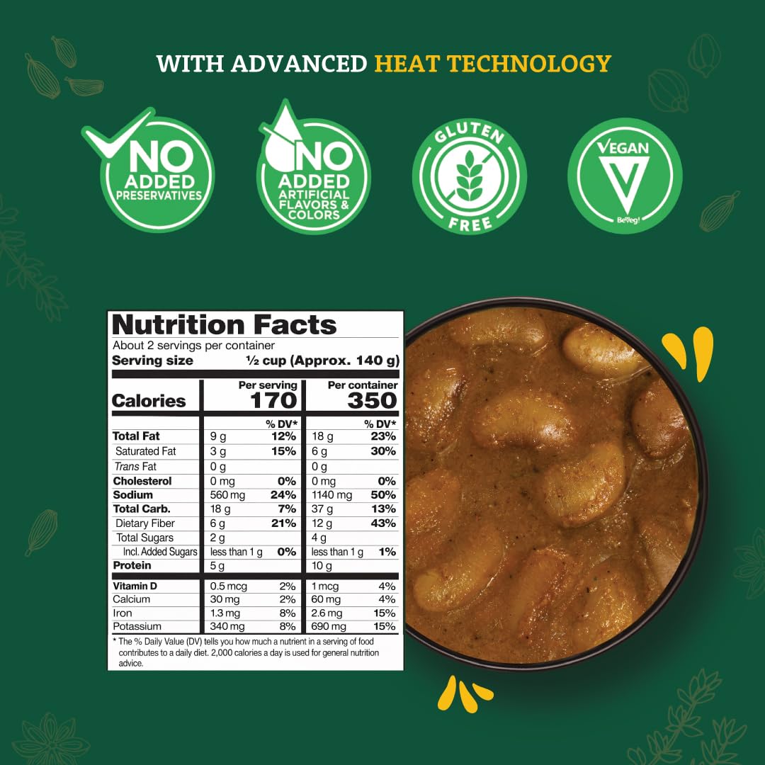 MTR Curry Delight - Authentic Indian Ready-to-Eat Lima Beans & Coconut Curry - Gluten-Free, No Added Preservatives or Artificial Additives - Delicious 100% Veg Indian Meal - Serves 2-285g - Pack of 6
