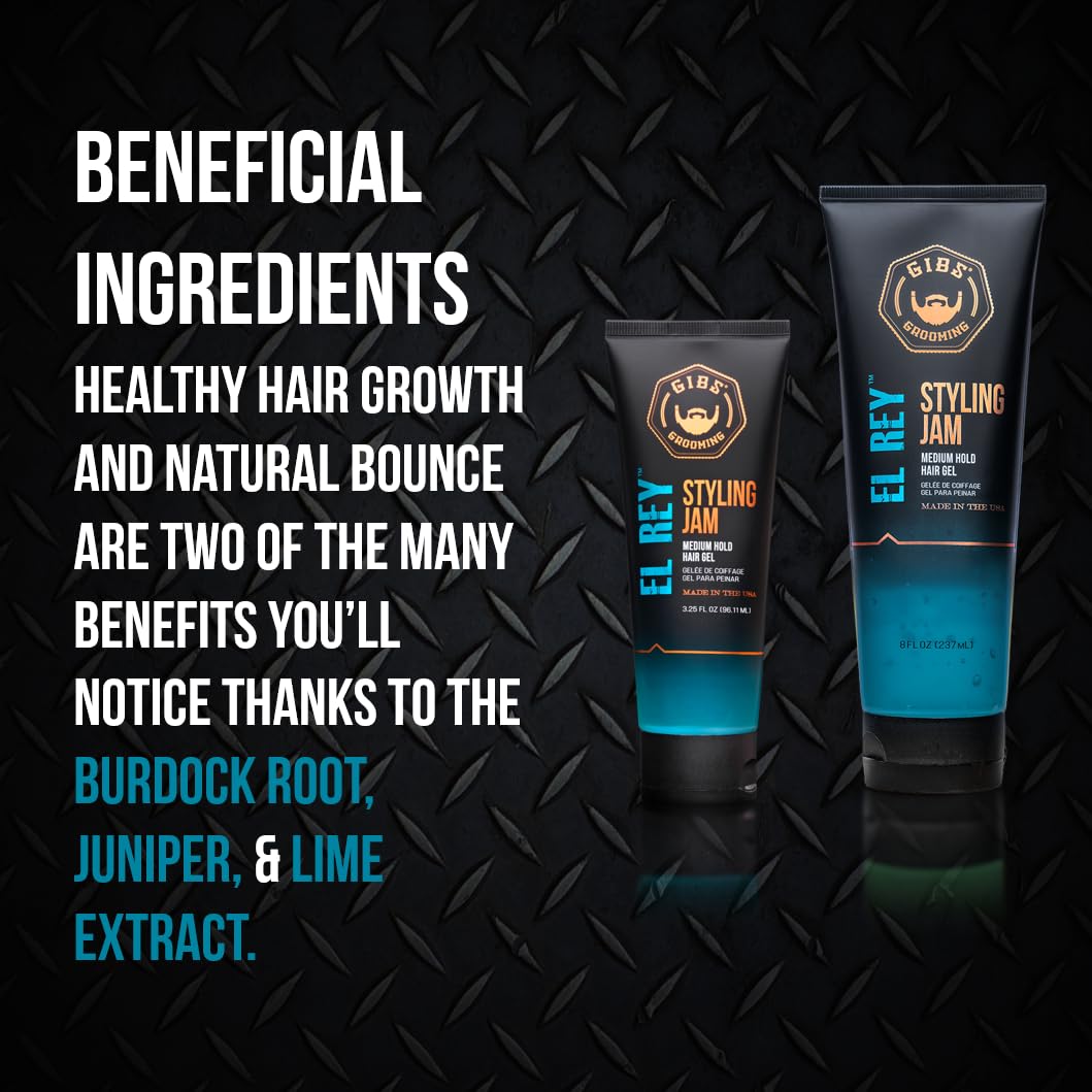 GIBS Grooming El Rey Styling Jam for Men, Medium Hold Hair Gel