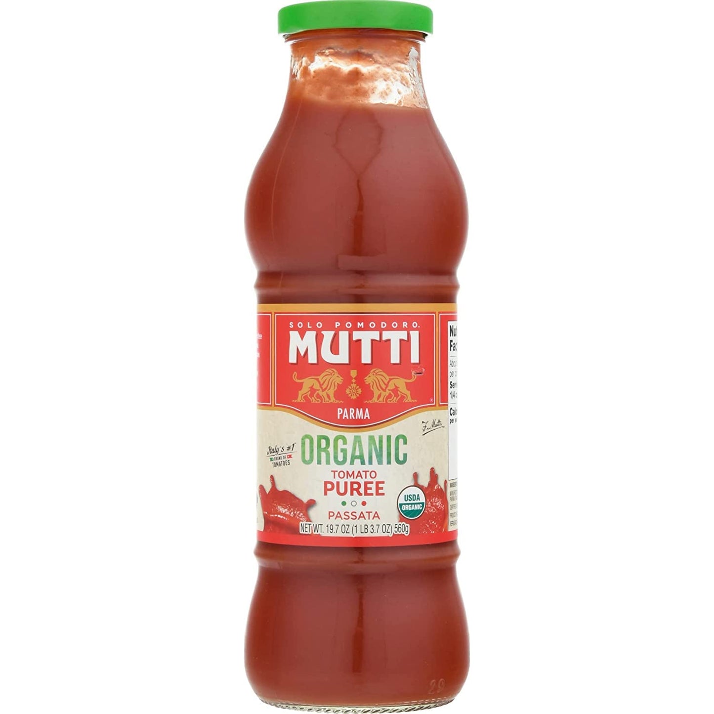 Mutti Organic Tomato Puree (Passata), 19.7 oz. | 3 Pack | Italy’s #1 Brand of Tomatoes | Fresh Taste for Cooking | Bottled Tomatoes | Vegan Friendly & Gluten Free | No Additives or Preservatives