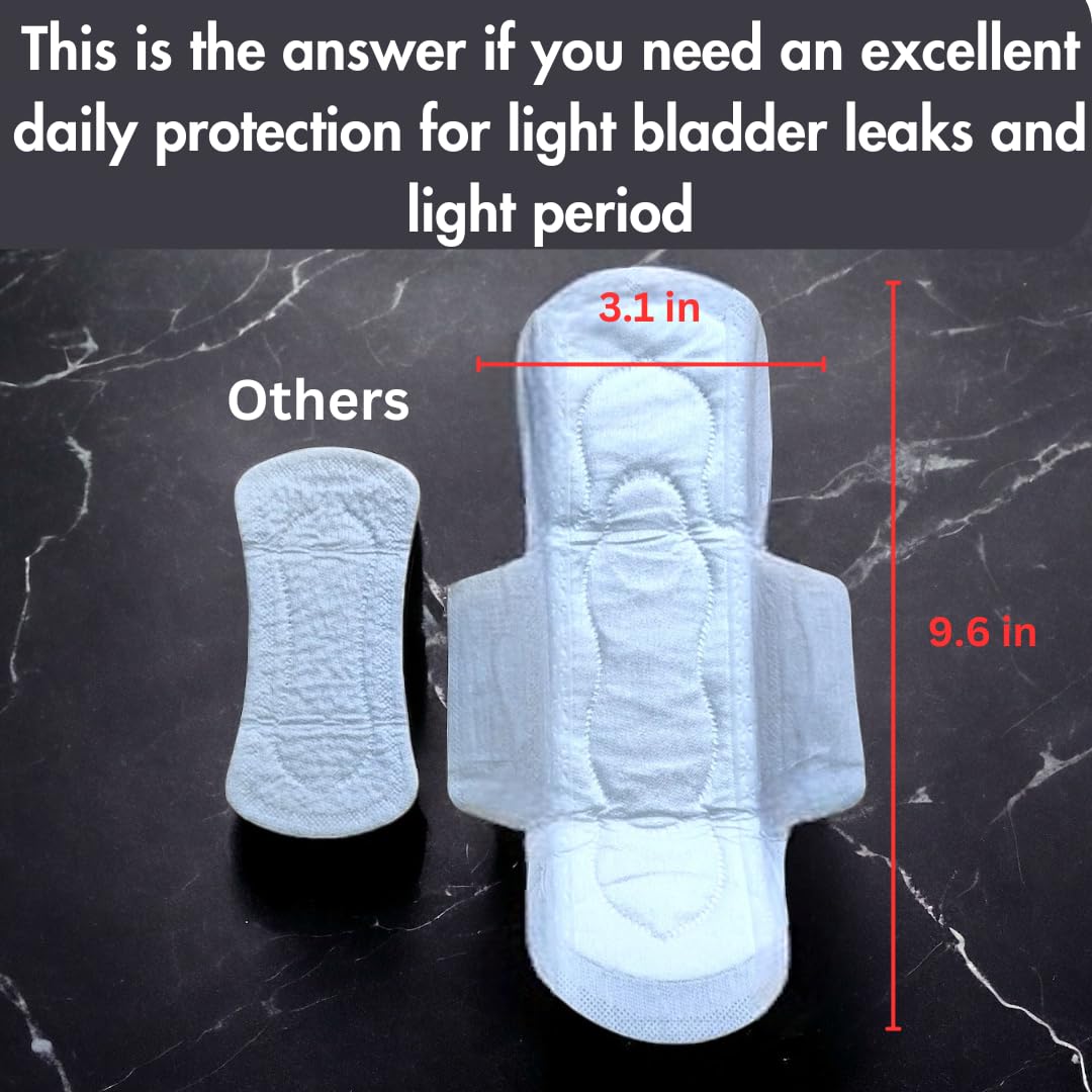 Panty Liners for Women Extra Long - 9.6in X 3.1in (60pads) Organic - Cotton Panty Liners for Women - with Wings - Light Incontinence and Light Period Days - Packaging May Vary