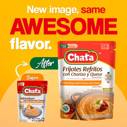 Chata Mexican Refried Beans with Chorizo and Cheese, 15.2 oz (Pack of 3)
