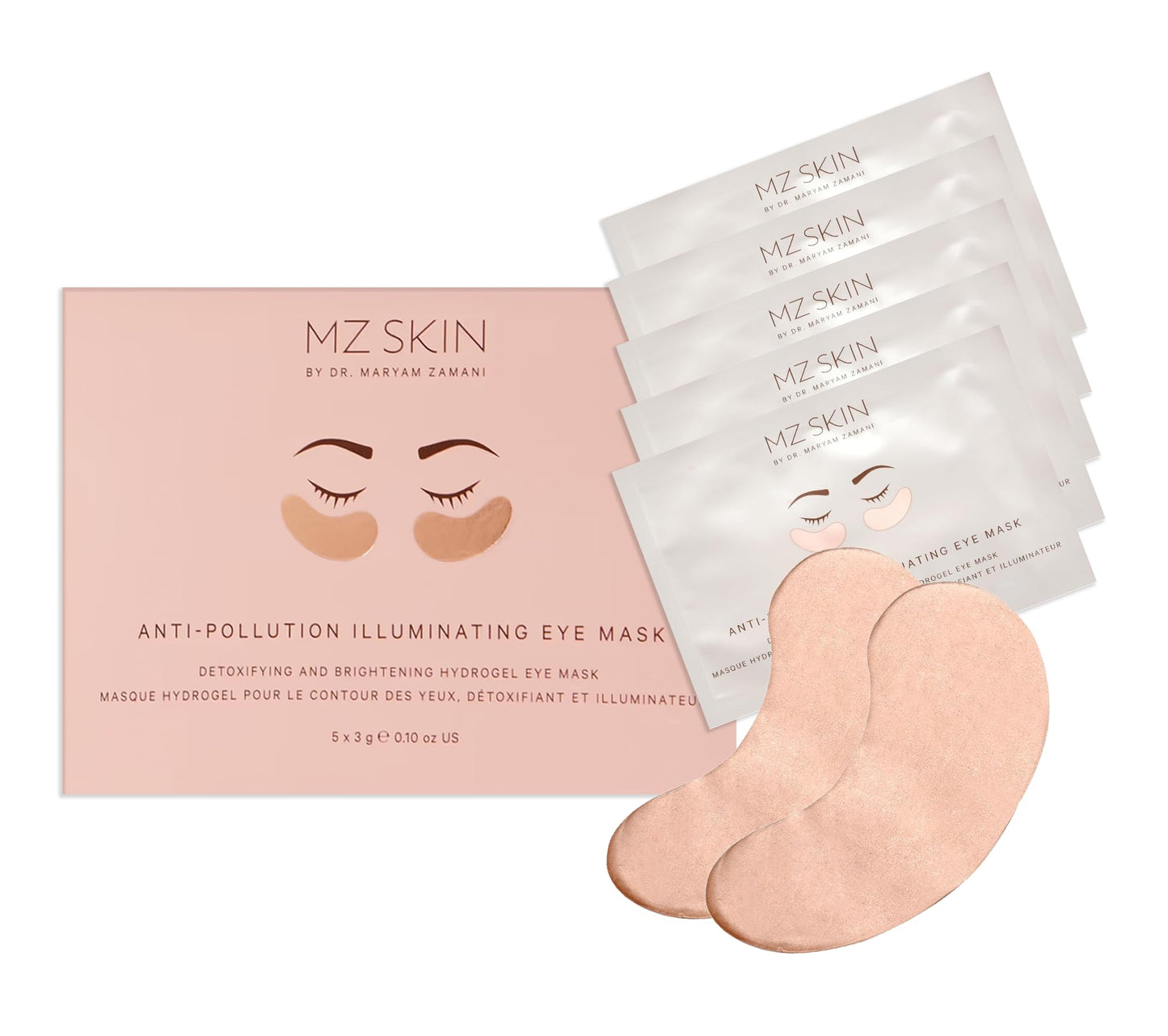 MZ SKIN Anti-Pollution Illuminating Eye Mask - Cooling Hydrogel Treatment for Bright Hydrated, Refreshed & Awakened Eyes, Anti-Fatigue, With Centella Asiatica and Hyaluronic Acid