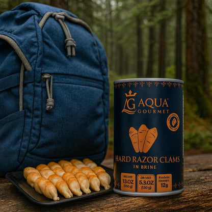 Aqua Gourmet - Canned Hard Razor Clams in Brine, Premium Chilean Seafood, 15 oz Can, Ready to Eat