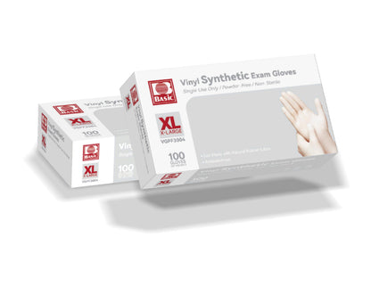 Basic Diagnostic VGPF3004 Clear Vinyl Exam Gloves, Latex-Free & Powder-Free, Extra-Large, Pack of 1000