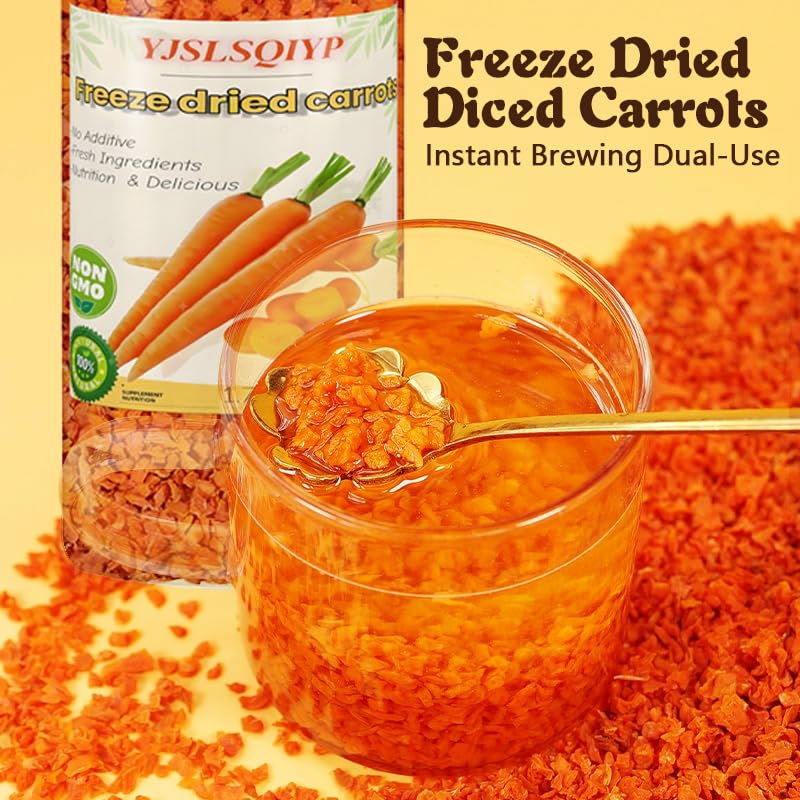 Freeze-Dried Diced Carrots - 1.76lb (28oz) Jar | Long Shelf Life Pantry Staple | Emergency Food, Cooking & Snacking | Vegan, Non-GMO, No Preservatives. Non-GMO Dehydrated Diced Carrots.