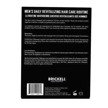Brickell Men's Daily Revitalizing Hair Care Routine, Shampoo and Conditioner Set For Men, With Pro-Vitamin B5, Aloe, and Tea Tree Oil, Strength and Volume Enhancing Conditioner, Gift Set