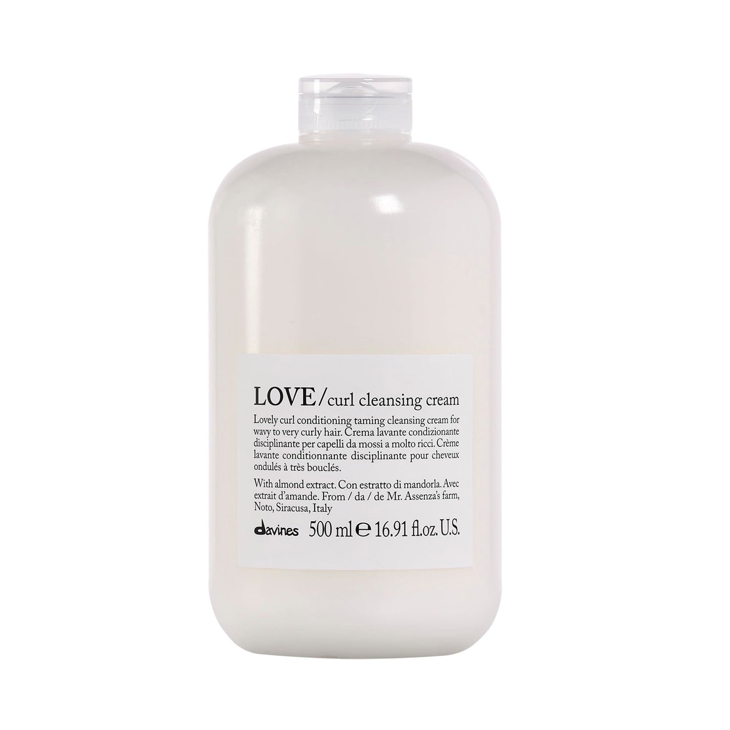 Davines LOVE Curl Cleansing Cream, 2-in-1 Conditioning Shampoo & Co-Wash for Wavy and Curly Hair - Light Gentle Cleanse Removes Impurities for Extremely Soft Curls with Almond Extract, 16.9 Fl Oz