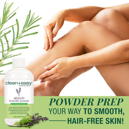 Clean + Easy Absorb Lavender Powder Pre Waxing Treatment | Moisture Absorbent Powder for Hair Removal, 3.5 oz