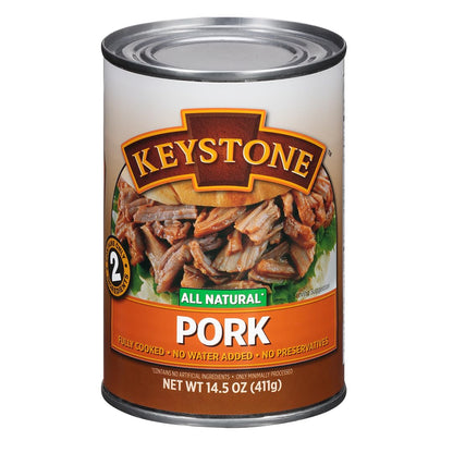 Keystone Meats All Natural Heat and Serve Canned Pork, 14.5 oz – Fully Cooked and Ready to Eat – Shelf Stable for 5 Years – Canned Meat for Everyday Meals, Emergency Survival Food, and Long-Term Storage – Gluten-Free, No Carbs, Non-Perishable – Made...