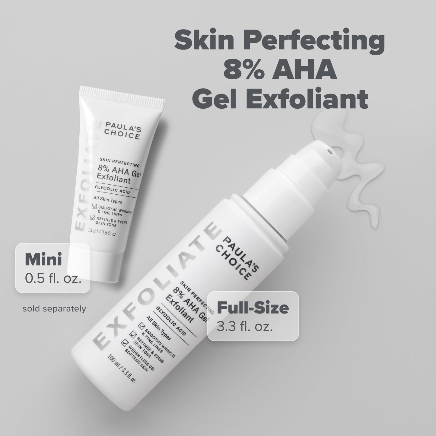 Paula's Choice SKIN PERFECTING 8% AHA Exfoliant, Gel Exfoliant with Glycolic Acid Chamomile & Green Tea, Leave On Gentle Face Exfoliator for All Skin Types, Fragrance- Free