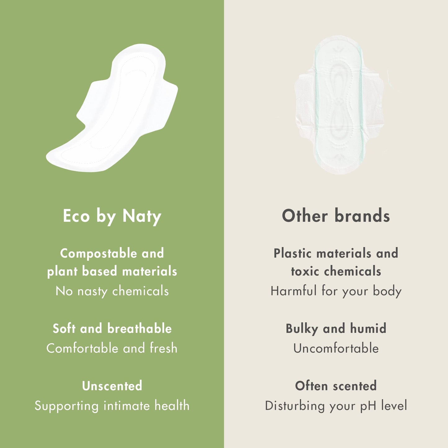 Naty Sanitary Pads Night – Plantbased and Absorbent Pads for Women, Organic Cotton Menstrual Product, Better for Feminine Health (10 Count)