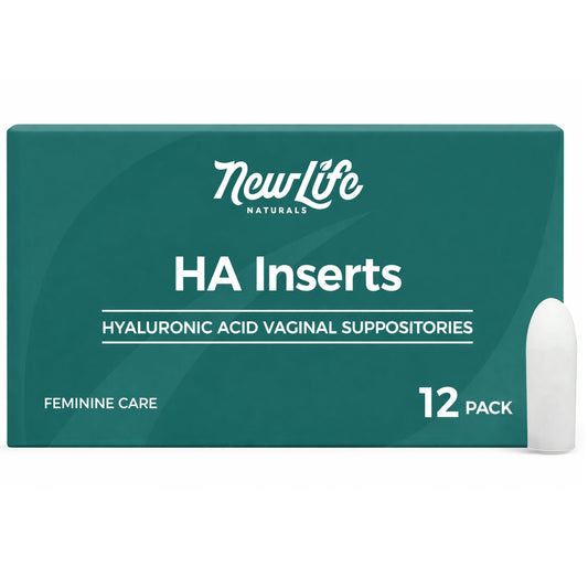 NewLife Naturals Hyaluronic Acid Vaginal Suppositories for Women 5 MG - Vaginal Moisturizer Hydration Moisture Support, Menopause - 12 HA Inserts- 30 Day Supply USA